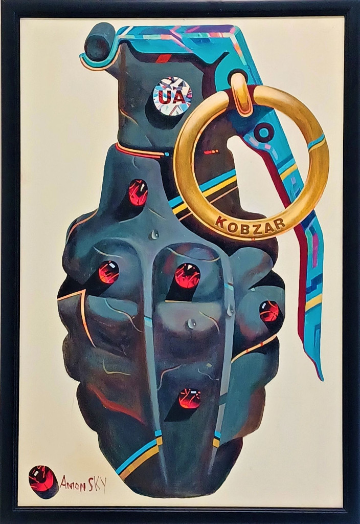 Kobzar Grenade by Ukrainian Artist Anton Sky, Kobzar was an itinerant Ukrainian bard.